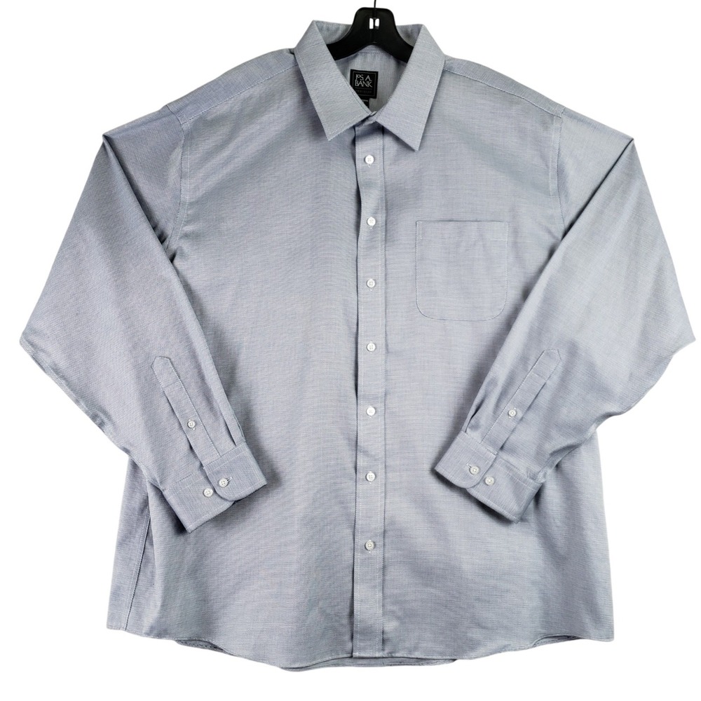 Jos. A. Bank Traveler Shirt Mens XXL Blue Traditional Fit Micro Pattern Business